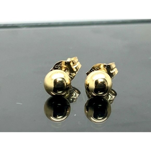 Jewelry - 14k Yellow Gold Ball Stud Women's Kids Earrings 4mm Lightweight